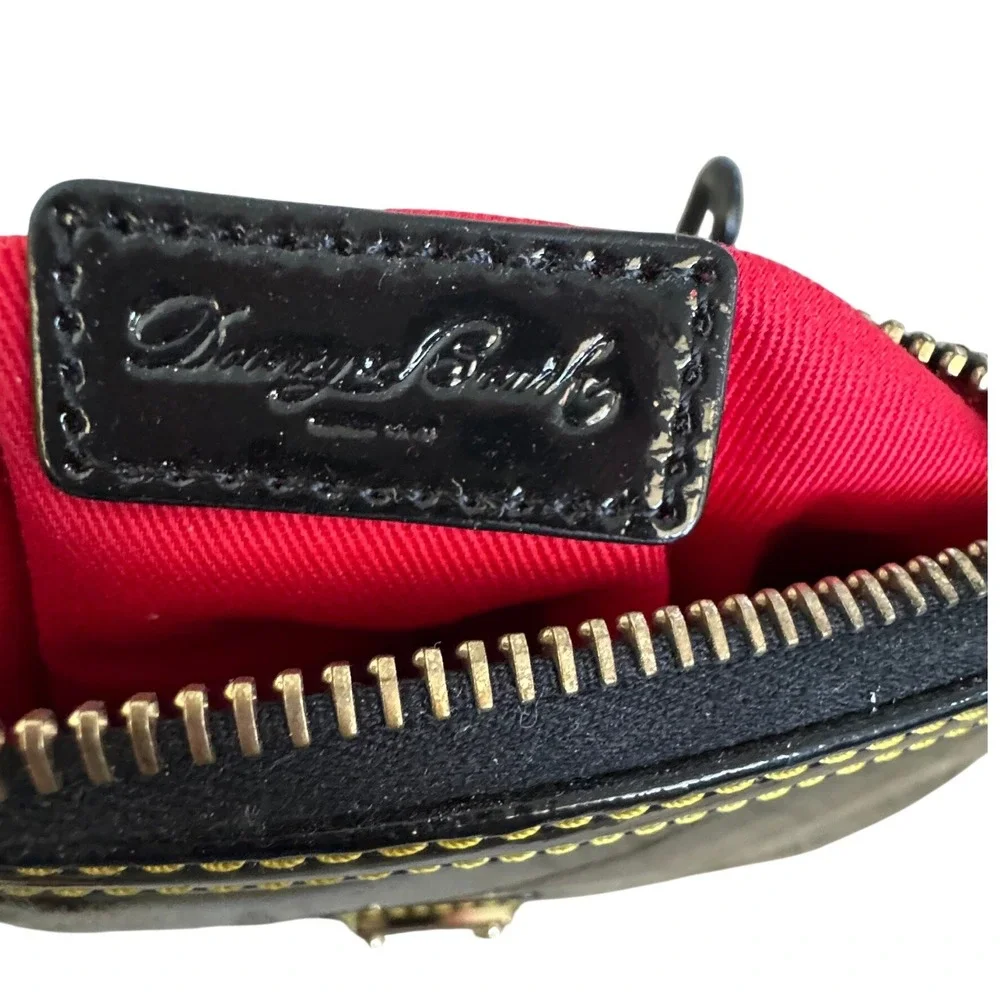 Dooney & Bourke Black Glitter‎ Patent Leather Wristlet Pouch Key Ring Coin Purse